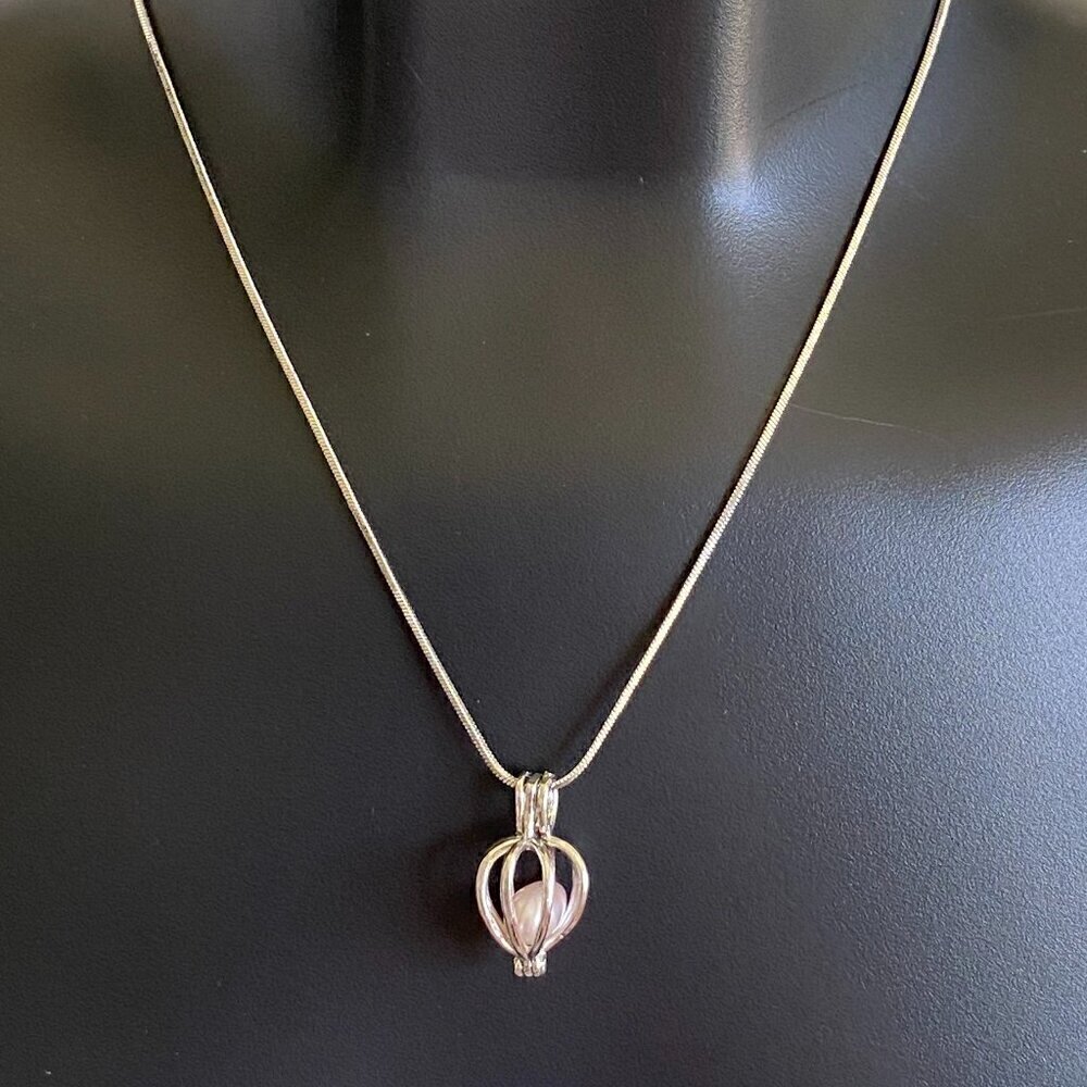 Floating Pearl Cage Necklace 16"​​​​​​​​​​​​